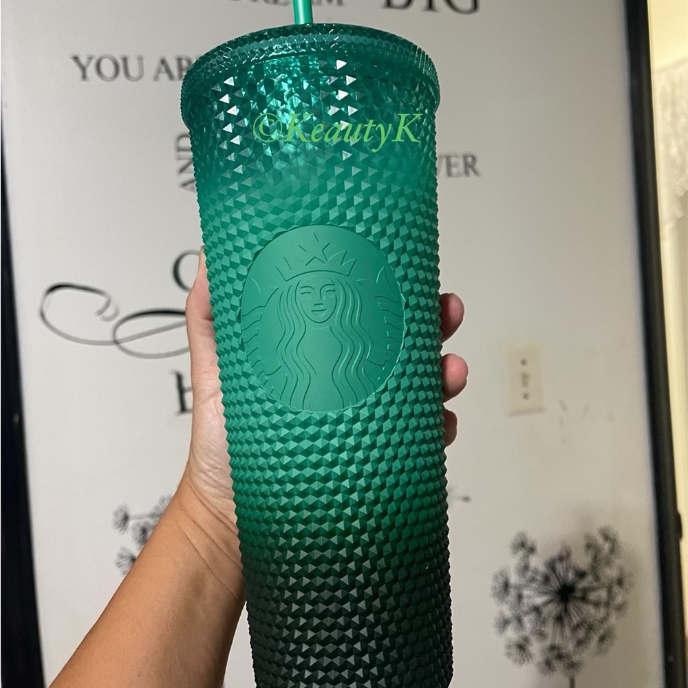 Starbucks mint blue teal green waxberry gradient venti bling Studded Tumbler
